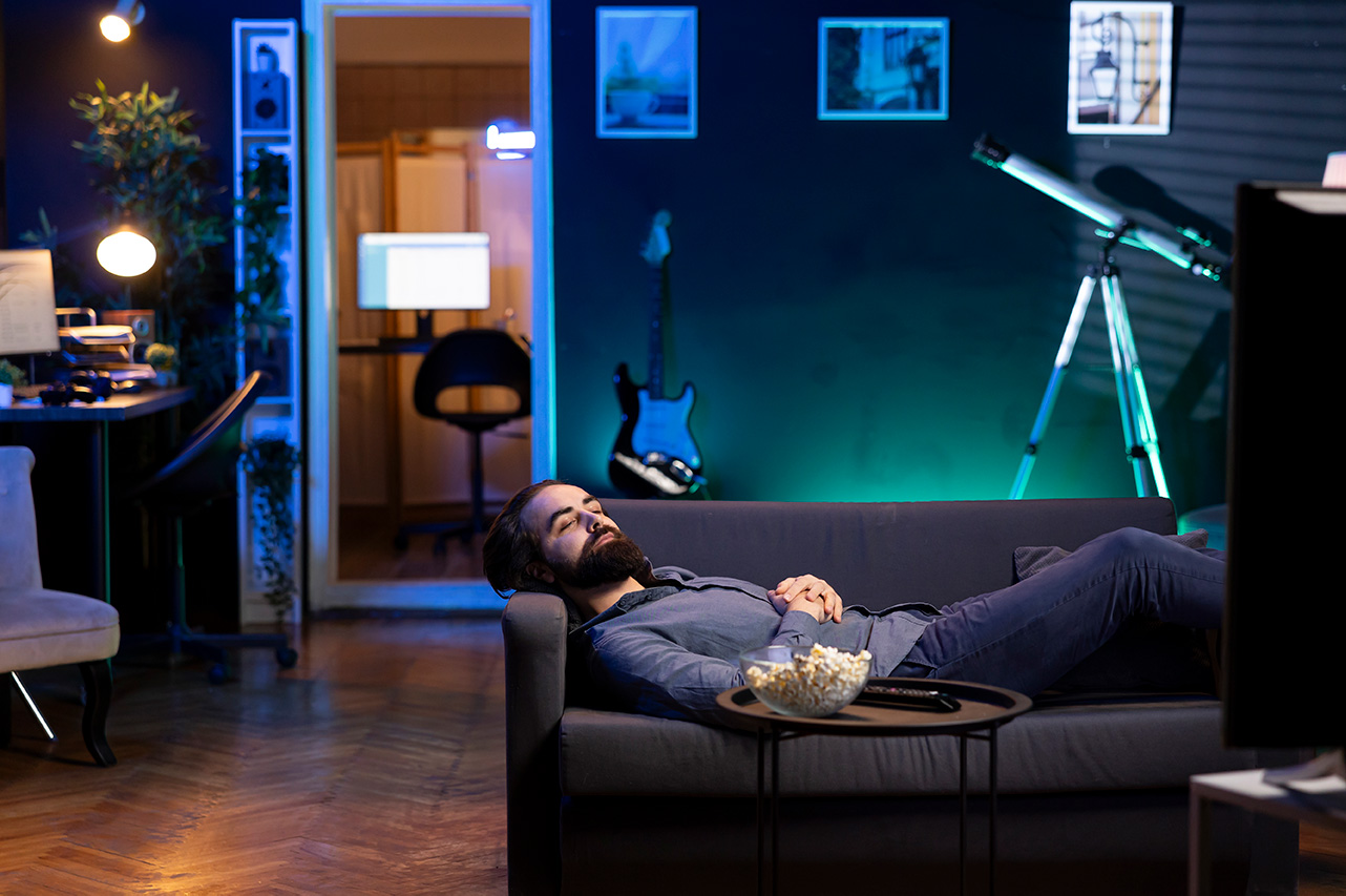 Smart wellness scenes integrating lighting and soundscapes for relaxation